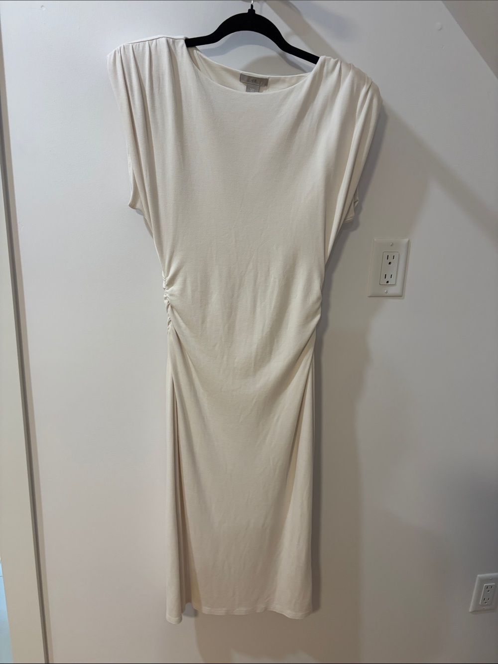 H&M Cream Gathered-Side Maxi Dress